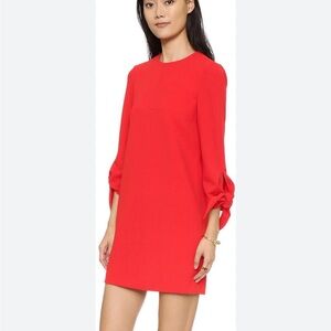 ✨ Tibi Woven Tie-Sleeve Structured Crepe Dress — Red ✨